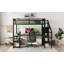Lit mezzanine double en métal avec garde-robe et amp; Lumière DEL, stable et amp; Peu encombrant, noir