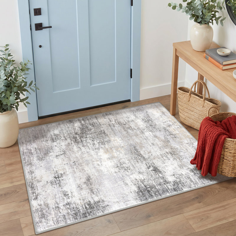Tapis de chambre antidérapants lavables avec envers en caoutchouc, Rectangle 3' x 4'