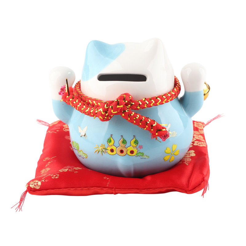 Tirelire Lucky Cat 4,5 po, Bleu