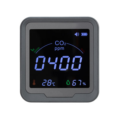 Moniteur de dioxyde de carbone, contrôleur de CO2 avec affichage de la température et de l'humidité, capteur NDIR, détecteur de dioxyde de carbone pour le chevet, la maison, le bureau, la voiture, léger et portable