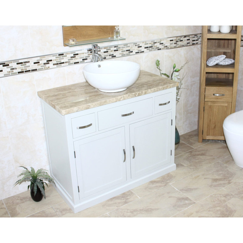 Robinett 1000mm Single Bathroom Vanity with Basin, Travertine, Grey