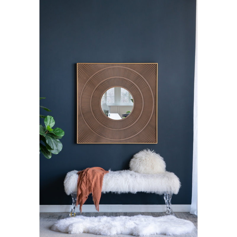 Miroir carré avec bande de fer dorée, aspect plissé pour la décoration intérieure, bordure d'entrée de salle de bain de salon, design