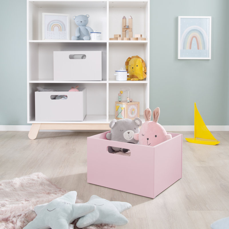 Roba Wooden Toy Box, Antique pink and pink