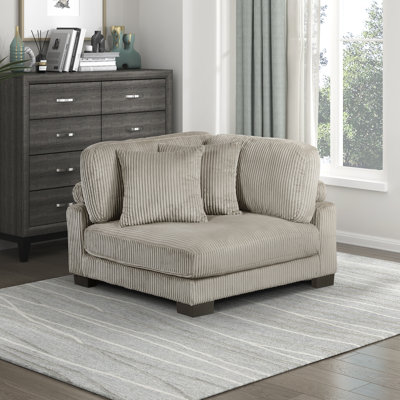Brinsley 45" Modern & Contemporary Corner Chair with Corduroy Fabric Upholstery, Adjustable Backrest, Foam over Pocket Coils