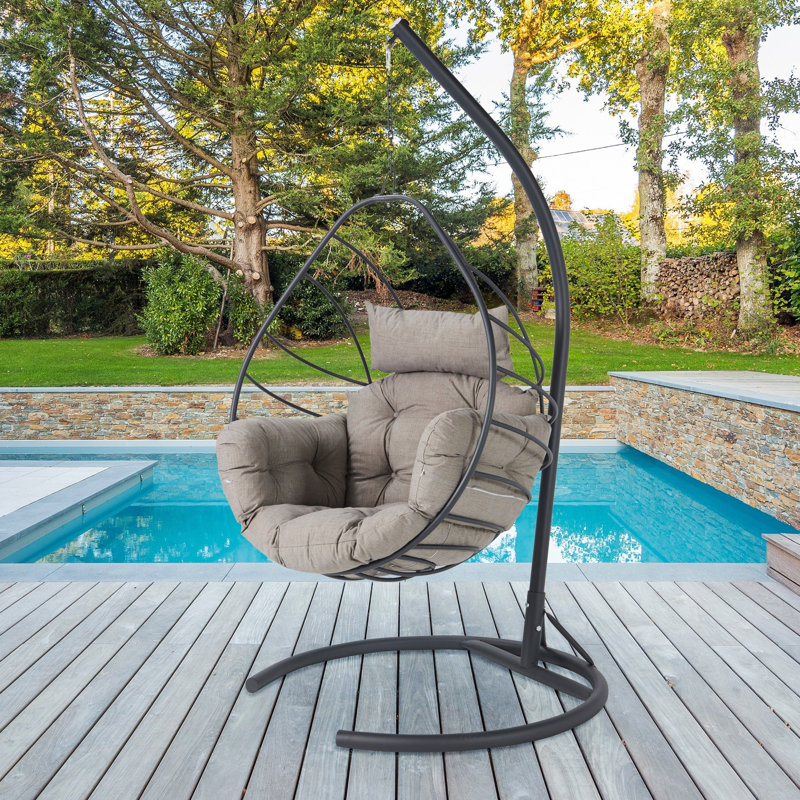Alexios Garden Egg Chair with Stand, Dark Grey