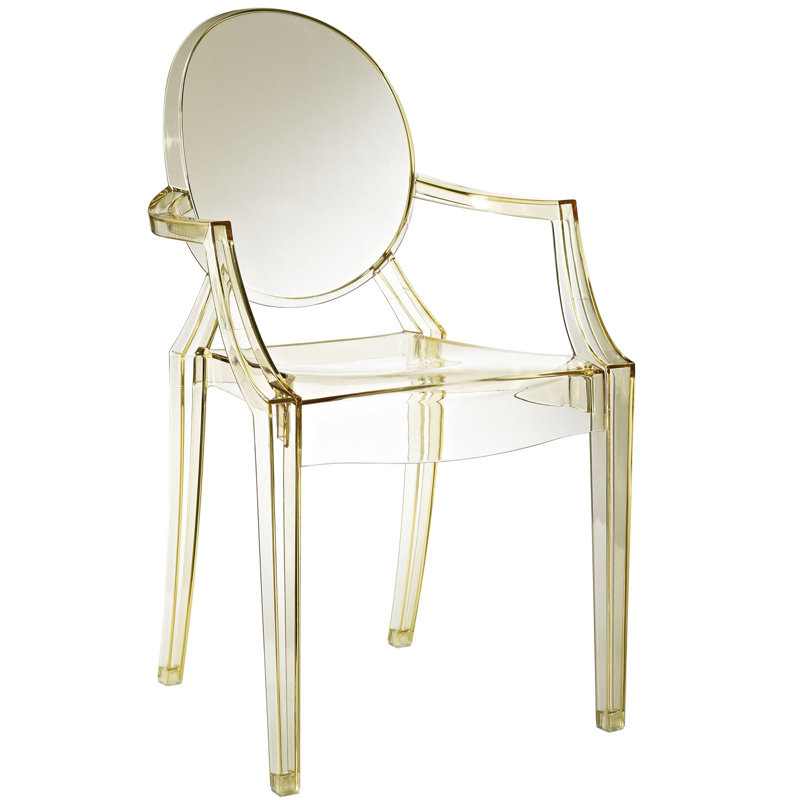  Chaise avec accoudoirs empilable King Louis, Jaune