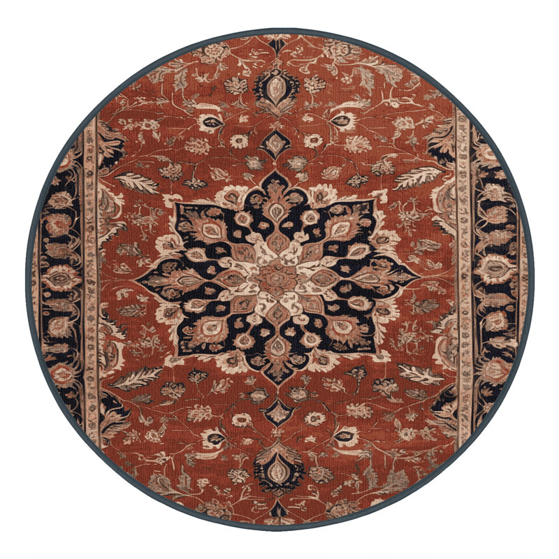 Tapis brun lavable à la machine, Rond 7 pi