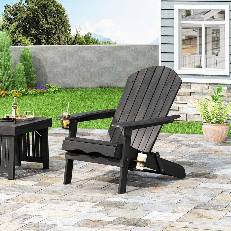 Chaise Adirondack d'extérieur en bois, Gris foncé
