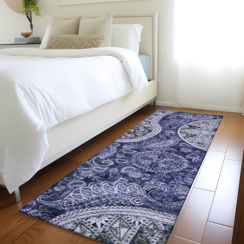 Carmina Blue Washable Indoor-Outdoor Rug - , 2'3" x 7'6"