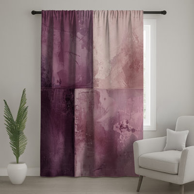 Rideaux de fenêtre à texture abstraite mauve, voilages et voilages à motif abstrait - 1 panneau