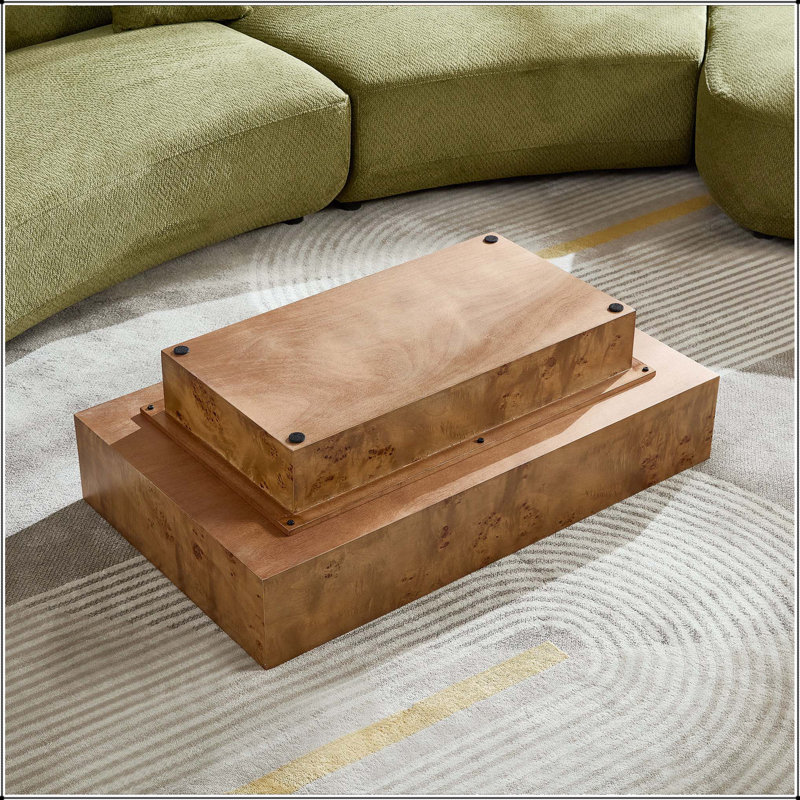 Table basse rectangulaire en placage de bois Burl, Walnut