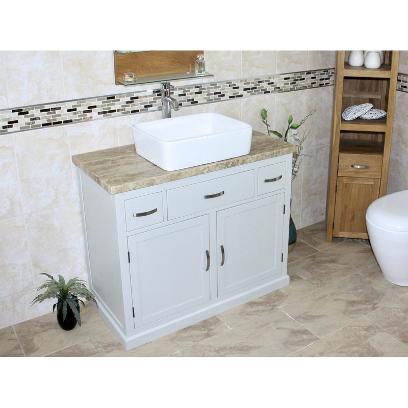 Roderick 1000 mm Freestanding Single Vanity, Grey, Travertine
