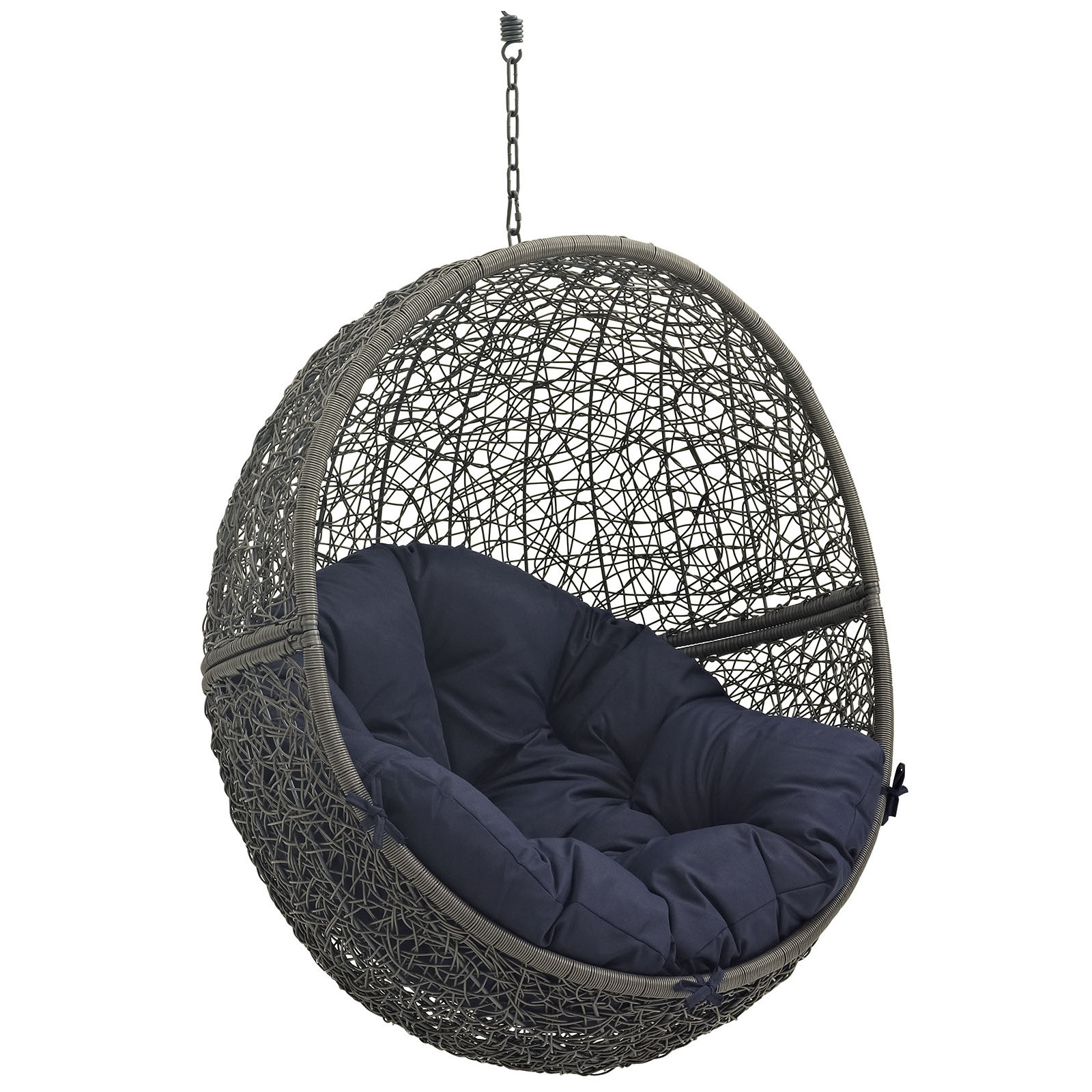 Modway Hide Outdoor Patio Swing Chair Without Stand, Gray/Navy