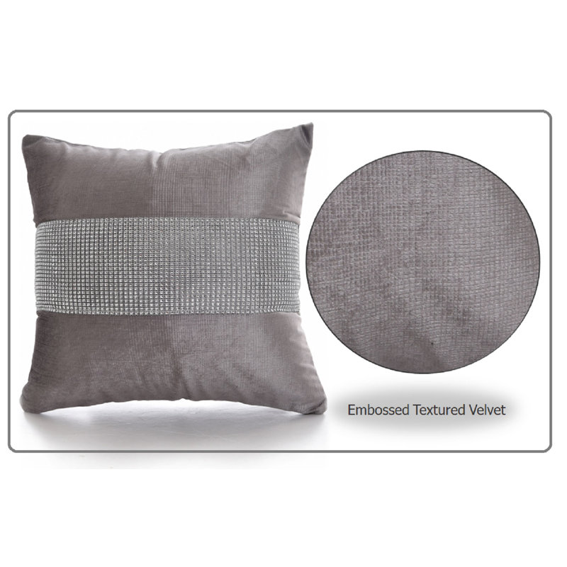 Adith Square Cushion Cover, 43cm H x 43cm W x 4cm D, Silver