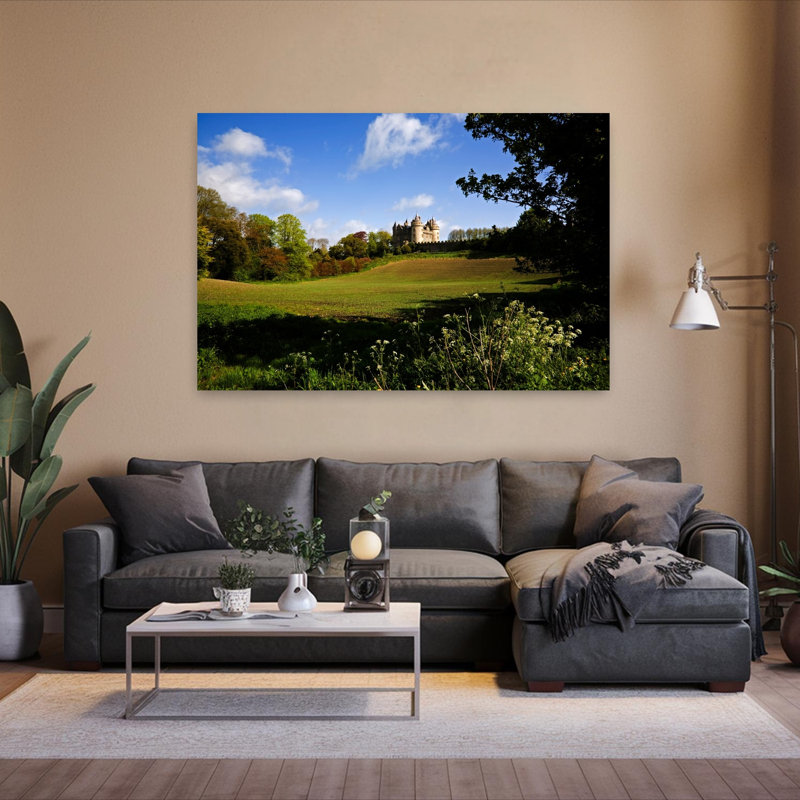«Killyleagh Castle Co Down», Irlande, vache contemporaine, paysage, art naturel, H 40 po x l 60 po