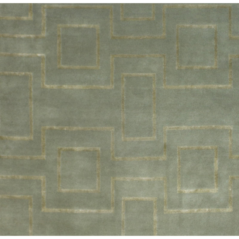 Hand Knotted Area Rug in Olive And Green, Rectangle 9' x 12'