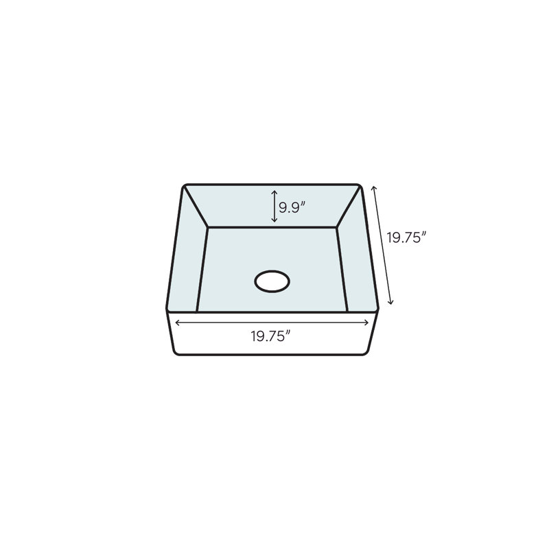 Lavabo de salle de bain mural carré Simon 20 " , Blanc lustré