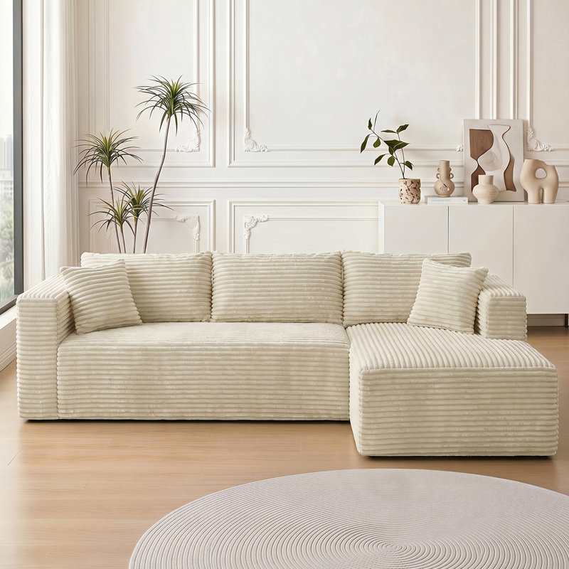 Canapé modulaire Cloud Couch avec support ergonomique et rangement, Tissu beige