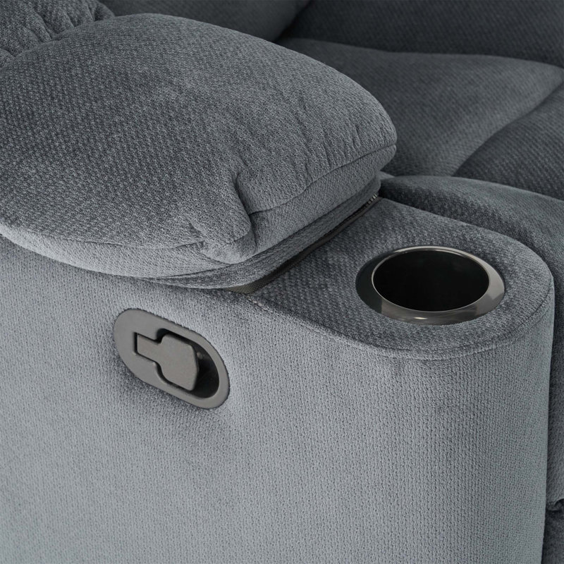 Luxueux fauteuil inclinable manuel argenté avec tissu doux pour la peau et deux porte-gobelets