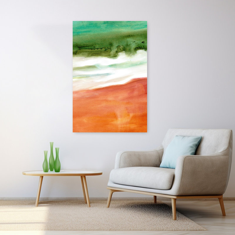 Art contemporain contemporain, paysage de plage abstrait, H 48 po x l 32 po
