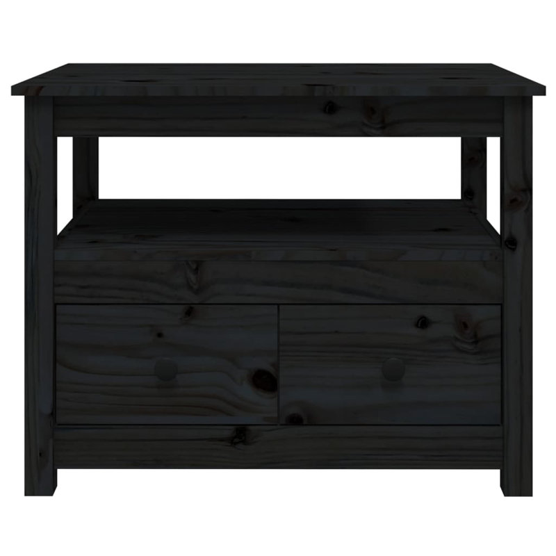 Kitrina Solid Wood Four Leg Coffee Table with Storage, Black