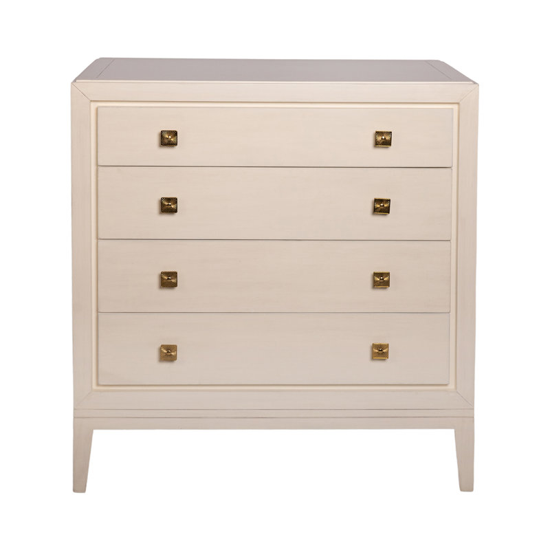 Franklin Solid Wood 4 - Drawer Accent Chest, Antique White
