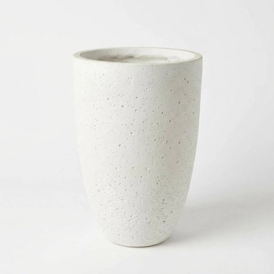 15.1" W X 23" H Mgotall Round Flower Planter Handcrafted White Plant Pots With Drainage Hole