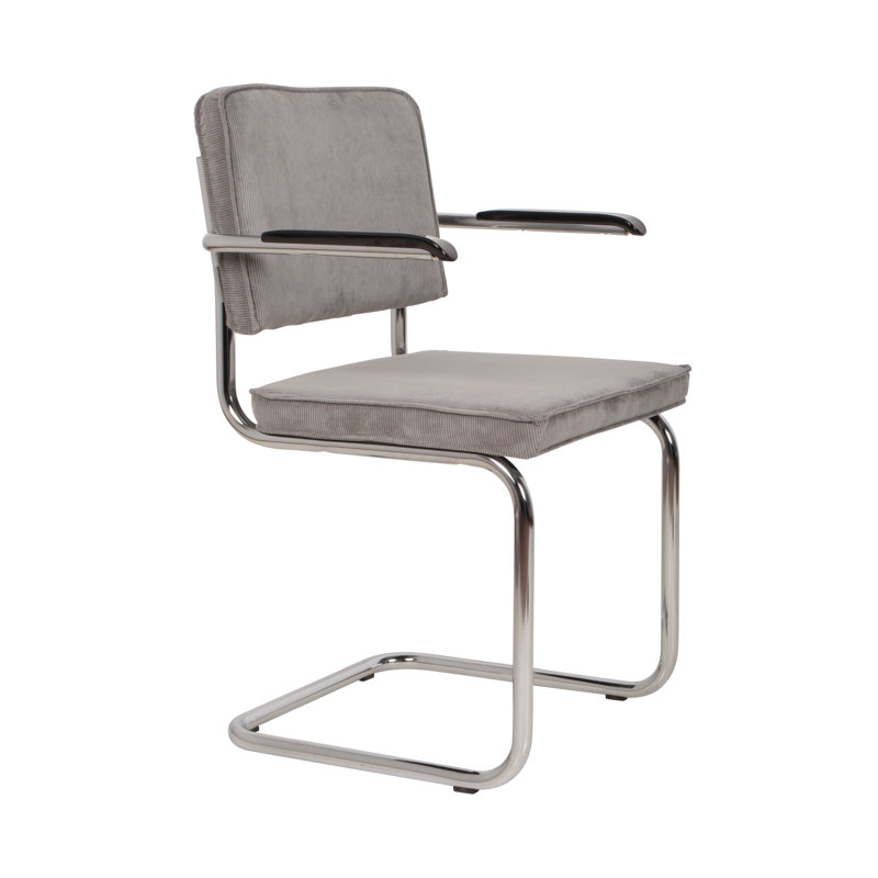 Chaise en porte-à-faux rembourrée Ridge, Gris clair