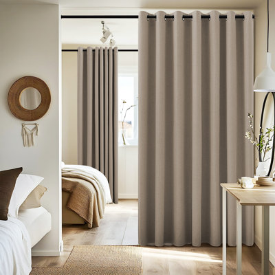  100% Blackout Linen Curtains Faux Linen Full Light Blocking Thermal Insulated Thick Farmhouse Window Treatment