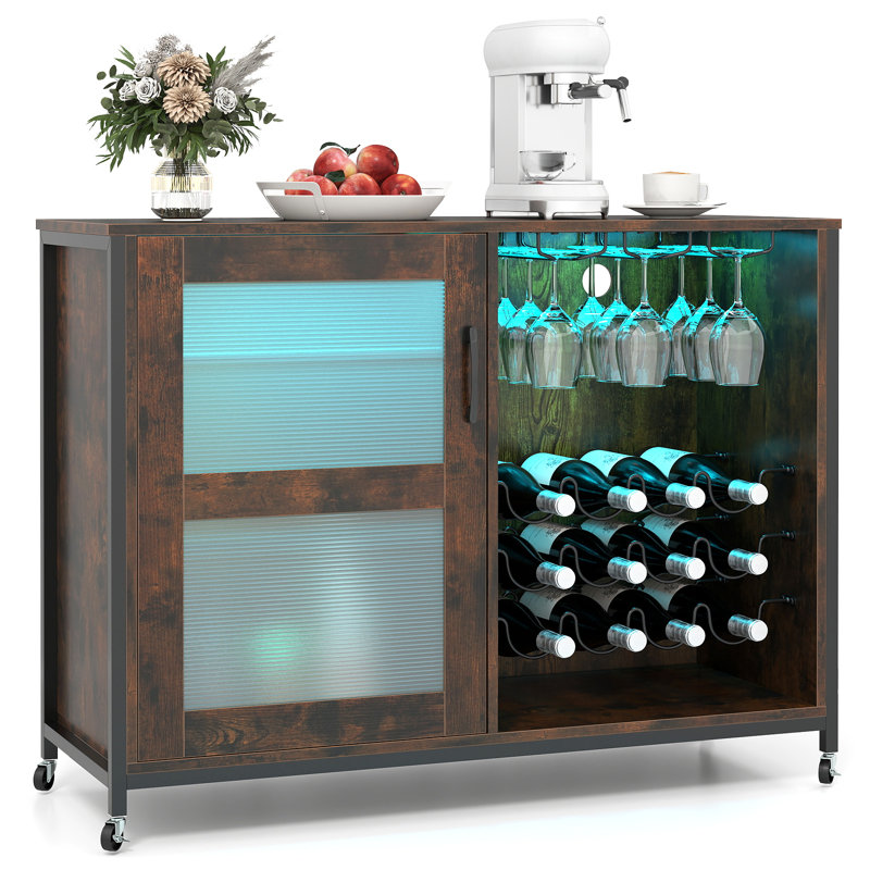 Armoire à vin avec roulettes et lumières DEL