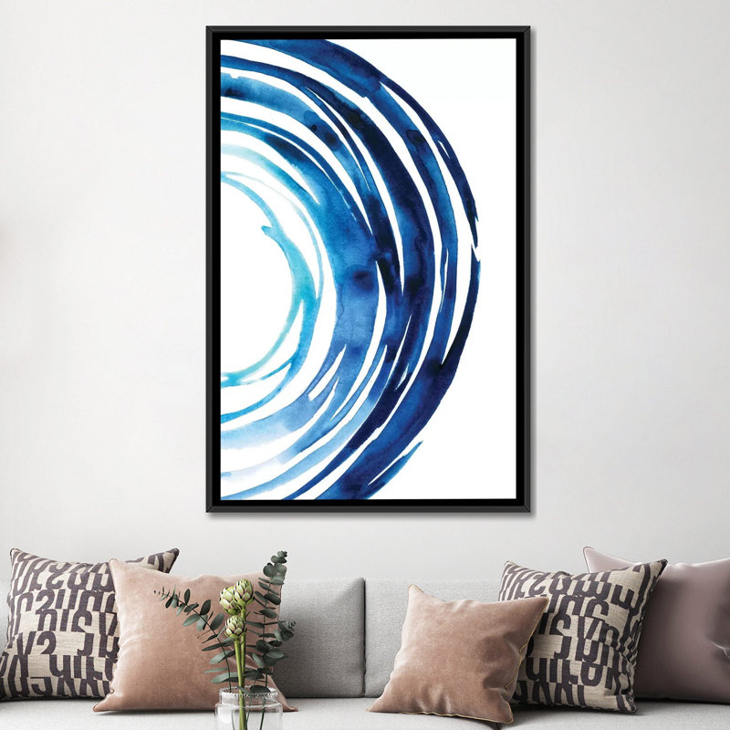 «Blue Vortex II», reproduction sur toile, H 26 po x l 18 po x P 1,5 po, Toile avec cadre noir, Pas de tapis