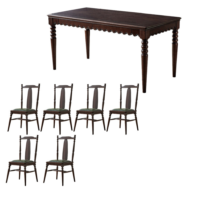 Ensemble de table de protection de l'environnement en bois massif, 7