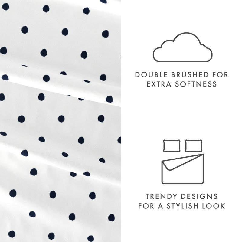 Queen Gray Polka Dot Microfiber Deep Pocket Sheet Set