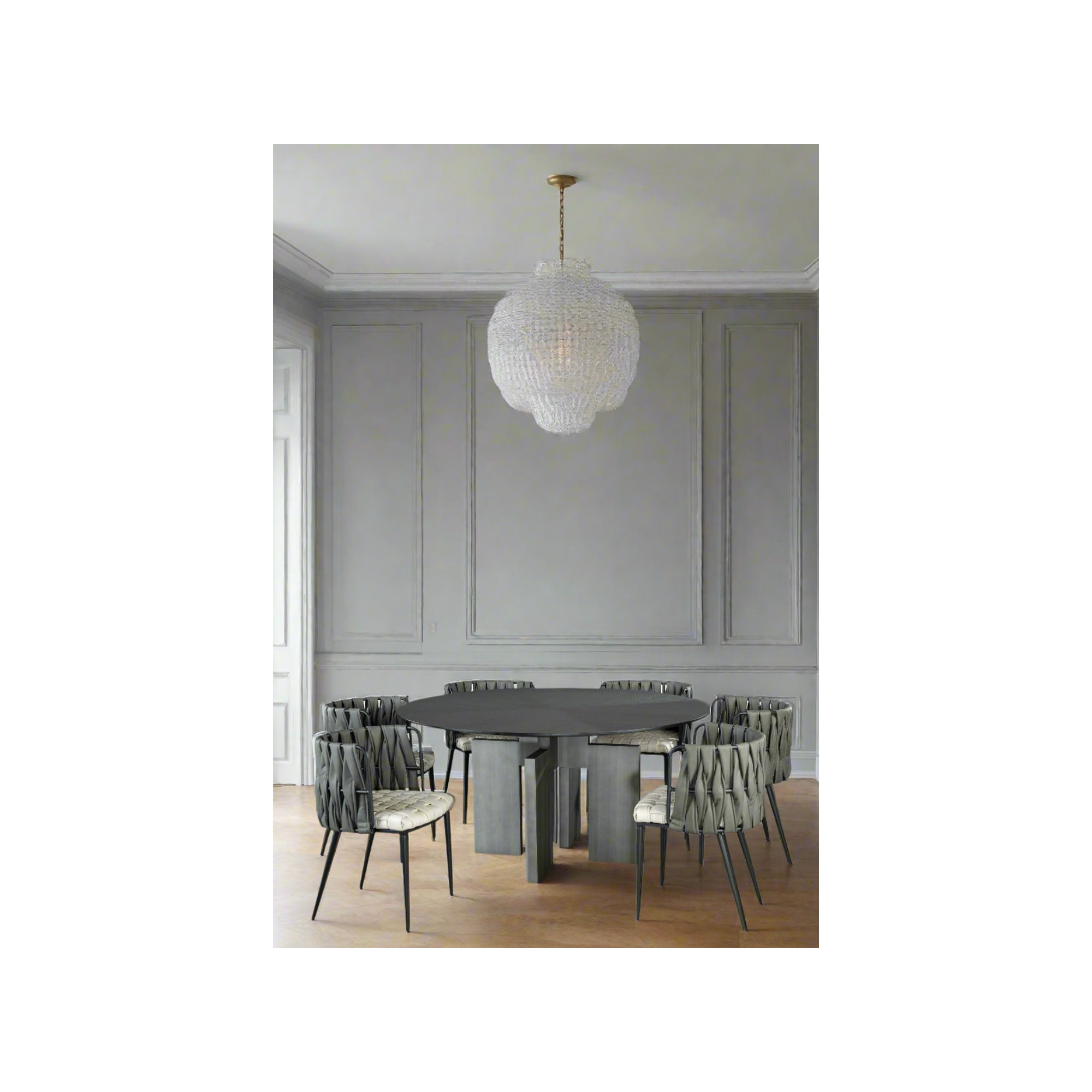 Tyrone Tufted Dining Arm Chair, Black, Gray/White Faux Leather