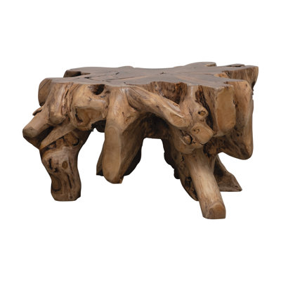 Table basse ronde en bois brun