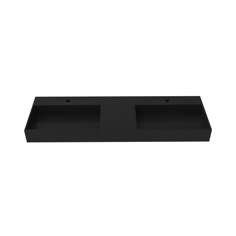 Juniper 60" Rectangular Vessel Bathroom Sink, Black