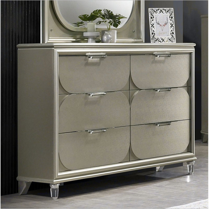 Commode contemporaine en acrylique à 1 poignée à 6 tiroirs