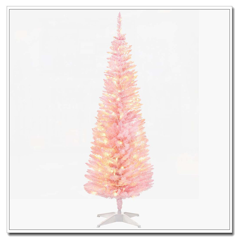 Arbre de Noël rose haut 5 pi pré-éclairé