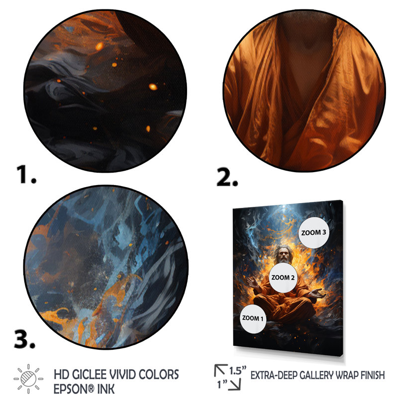 Orange Yoga Awakening II, reproduction d'art sur toile, H 32 po x l 16 po x P 1 po, Blanc