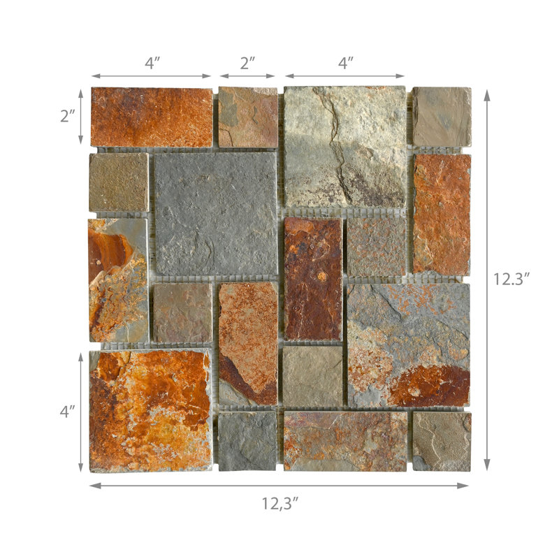 Carreau de mosaïque en ardoise 12 po x 12 po