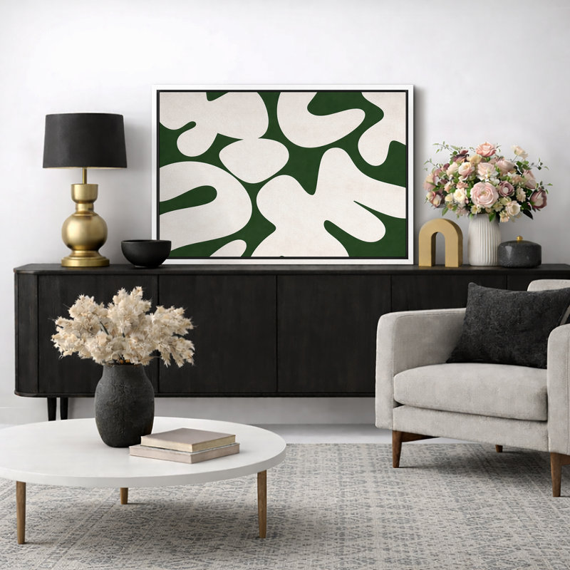 Œuvre d'art abstraite en forme de motif fluide vert et blanc, photos de salon moderne, impression sur toile encadrée