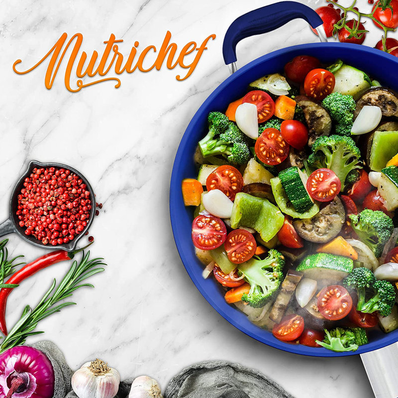 NutriChef Ceramic Non-Stick Omelette Pan with Lid