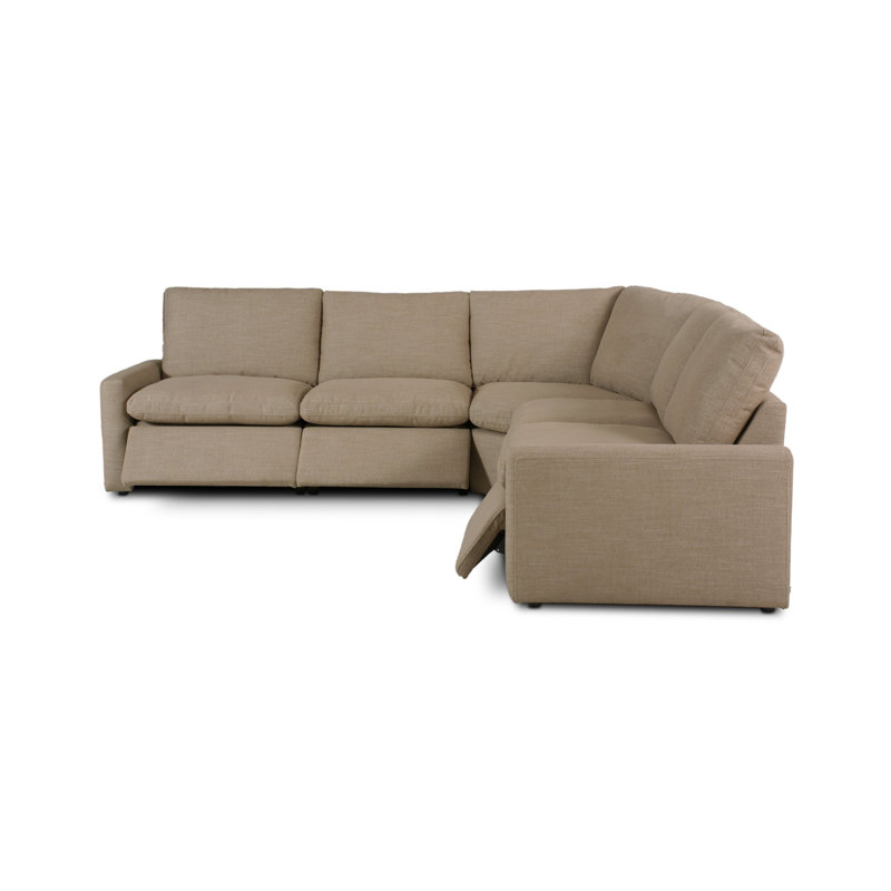 Tillery 5 - Piece Upholstered Sectional, Nomad Taupe Crypton Performance Weave