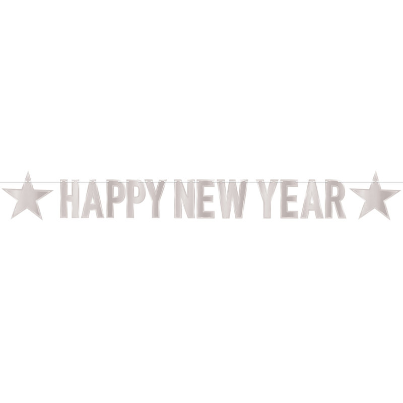 Foil Happy New Year Streamer, Silver