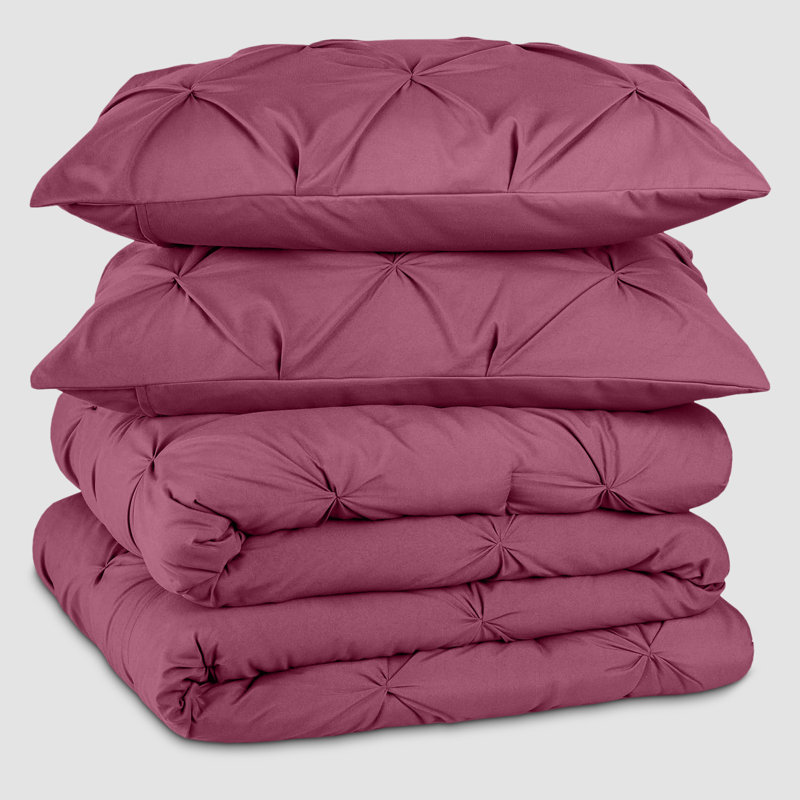 Microfiber Solid No Pattern Colour Duvet Cover Set with Pillowcases, Burgundy, Double Duvet Cover Set + 2 Pillowcases