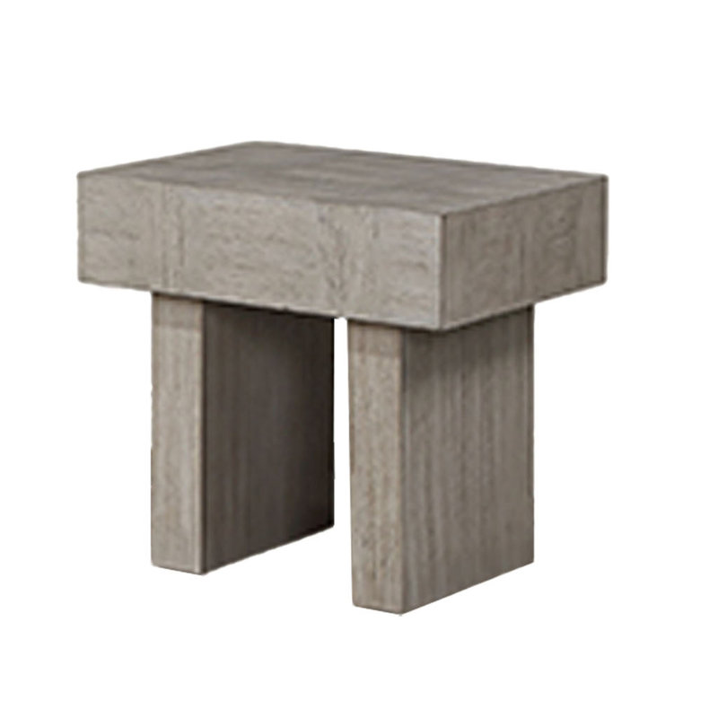 Table de bout Lezy, 22 po, plateau en bois de chêne gris, base à double piédestal