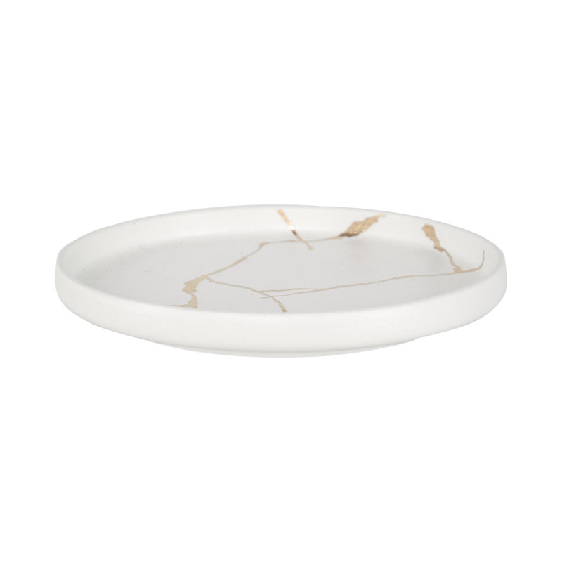 Porcelaine Mercer41 Lann, H 1,2 po x l 10,4 po x P 10,4 po, Blanc / Doré