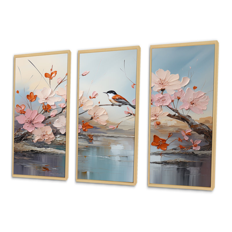 Birds Of Paradise Flowers Fields I - Flower Art Wall Art, ensemble d'impression, Cadre naturel flottant