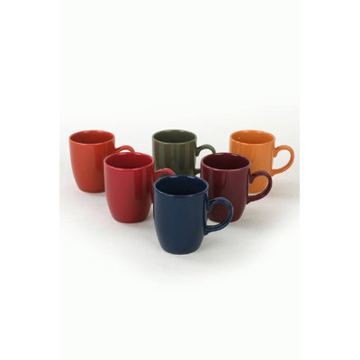 Collazo Eco-Friendly Ceramic Stoneware Mug Set (6 Pieces), 10.6 oz | Antibacterial, Easy to Clean, Dishwasher Safe Up to 122°F, Microwave Safe | Perfect for Coffee, Tea & Hot Beverages, Durable & Stylish Design