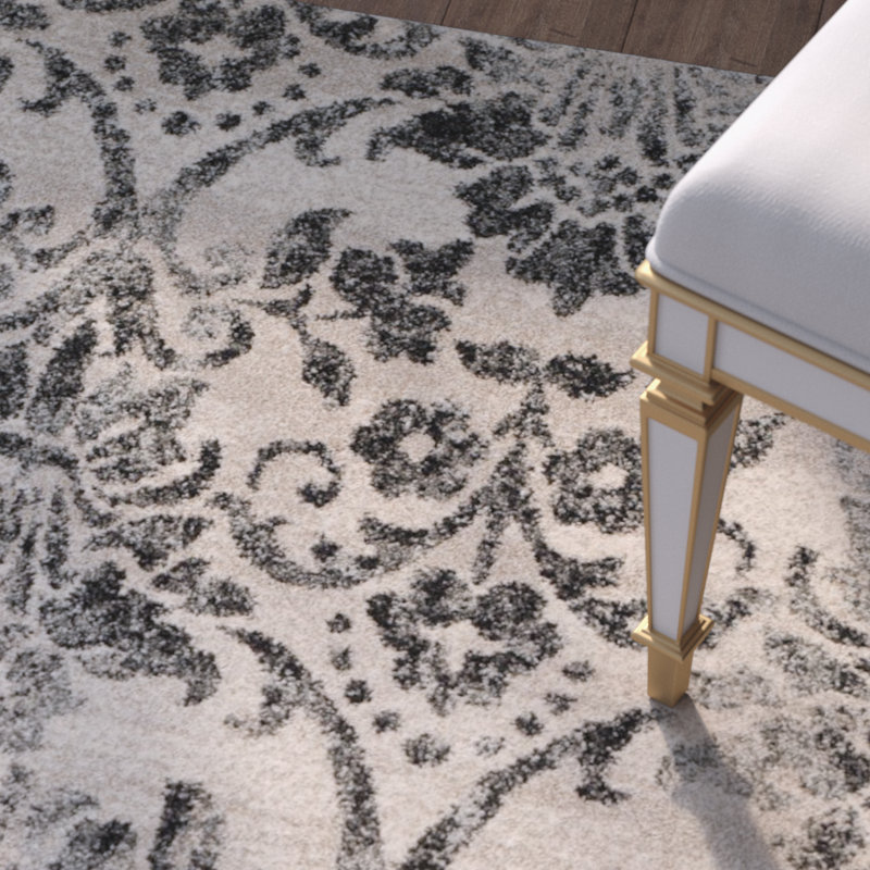 Tapis oriental crème / gris Troisi, Rectangle 8 pi x 10 pi